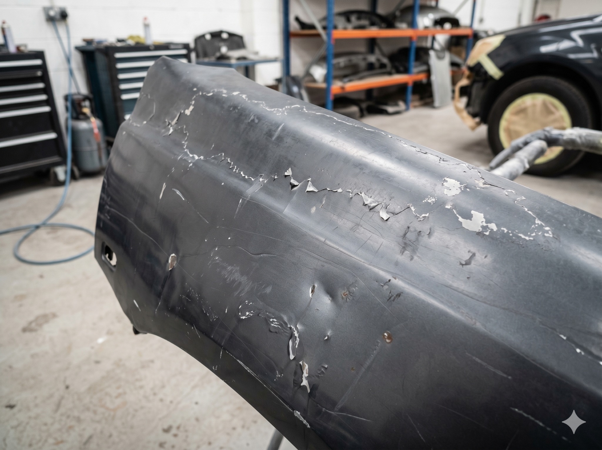 AS No1 Body Work damaged panel before repair